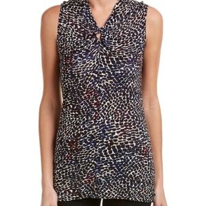 CAbi bowie sleeveless animal print knotted keyhole Top Large
